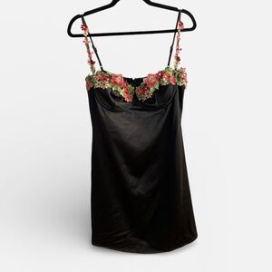 Princess Polly Kenzie Mini Dress Black Floral Embroidered Bust US 10